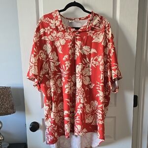 Red Floral Button-Up Shirt